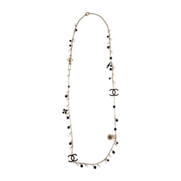 Authentic CHANEL Enamel, Faux Pearl & Resin 100th Anniversary Station Necklace - Picture 1 of 12